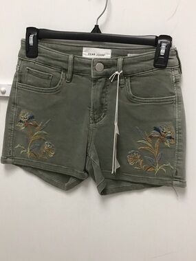 Dear John Olive Green Embroidered Denim Ava Shorts